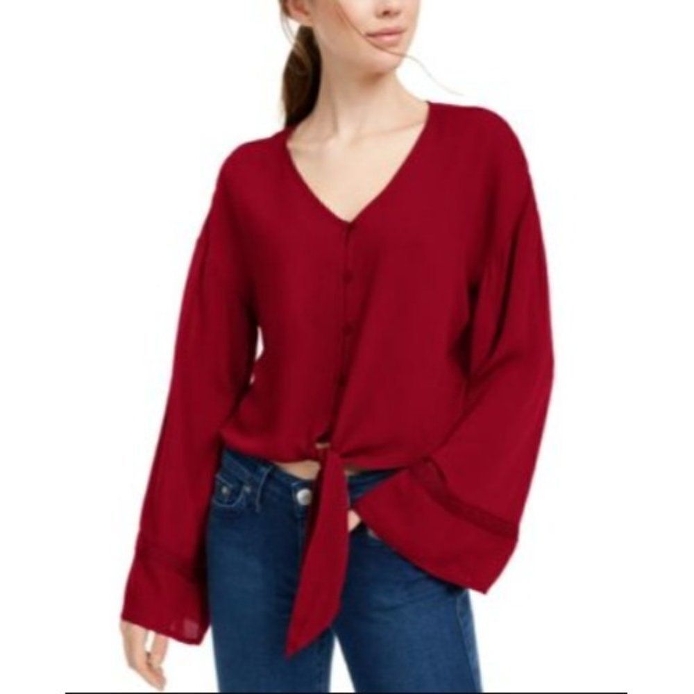 Freshman Long Sleeve CROCHET SLEEVE BLOUSE Small